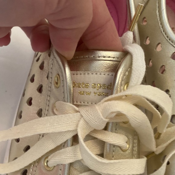 NWT Keds For Kate Spade: HEART Kickstart Heart Light Gold Heart Cut Out Sneakers - Picture 7 of 13